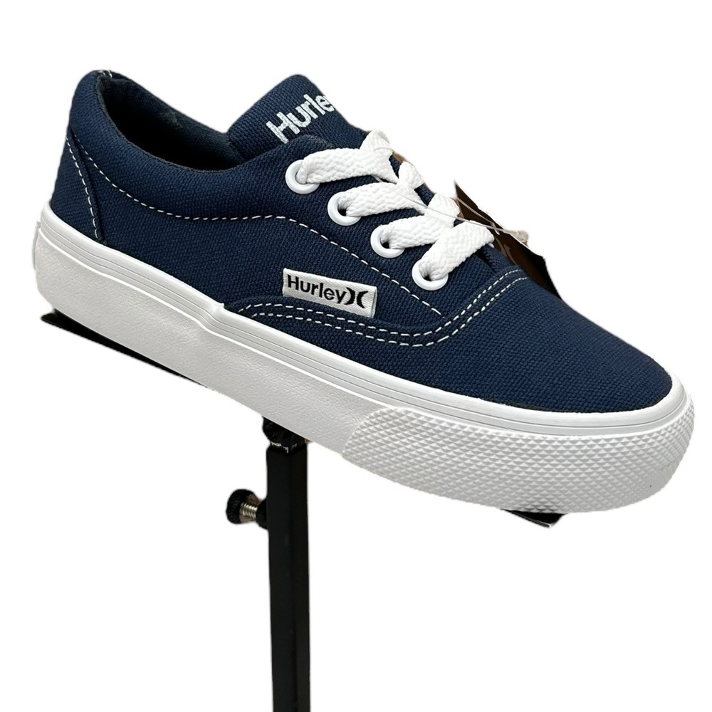 Hurley Little Boys Marley Casual Canvas Sneakers Size 11 Navy Blue-White Lace Up